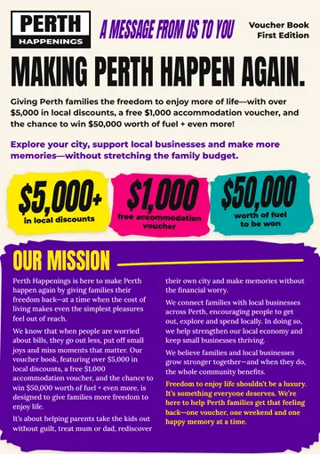 Booklet page: A message from us to you, Making Perth happen again