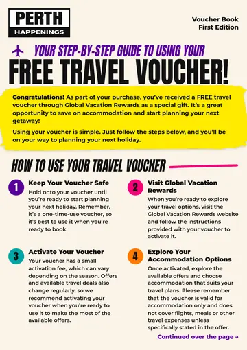 Booklet page: Step-by-step guide to using your travel voucher